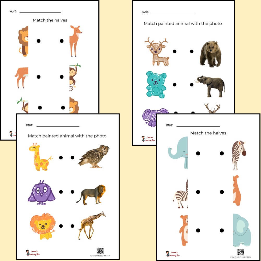preview matching wild animals worksheet 2 3 years